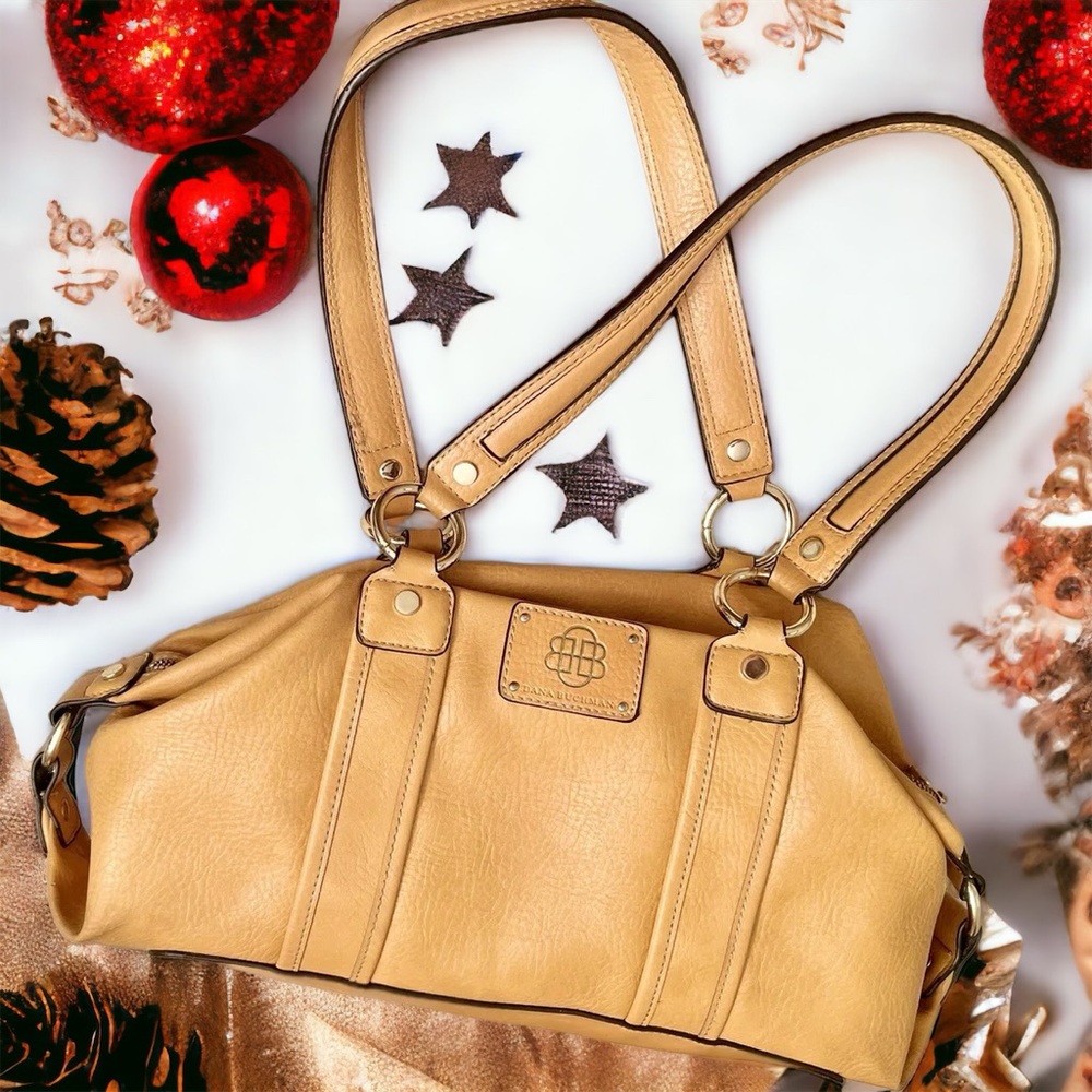 EUC Dana Buchman Camel Colored Vegan Leather Shoulder Bag Handbag Purse